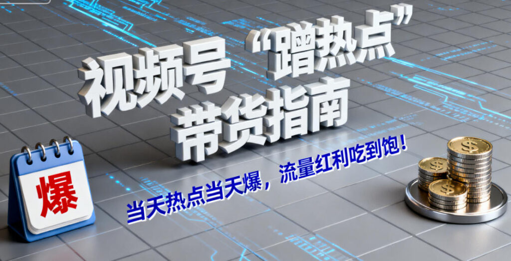 视频号“蹭热点”带货指南：当天热点当天爆，流量红利吃到饱！